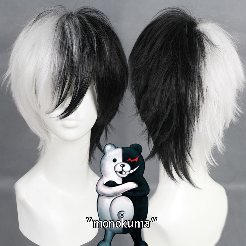 Cosplay Anime White Hair - Anime Game Danganronpa Black and White